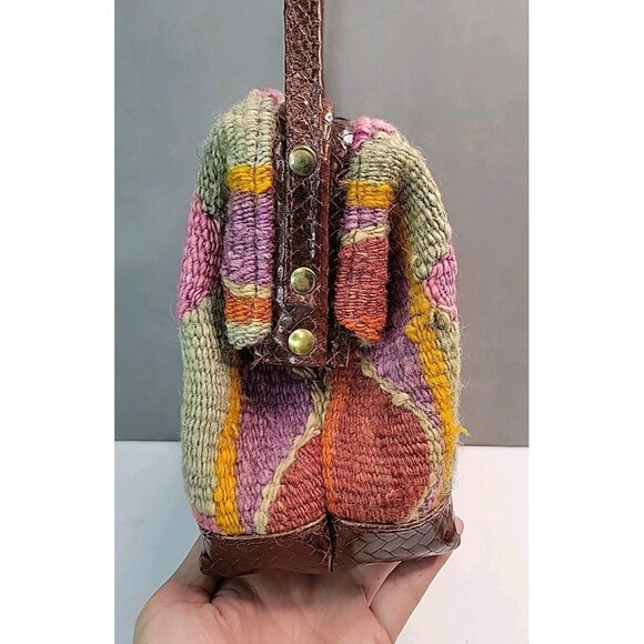 Vtg RARE T. Cappelli Plano Texas Handbag Shoulder Crossbody Purse Southwest Rug - Picture 4 of 16